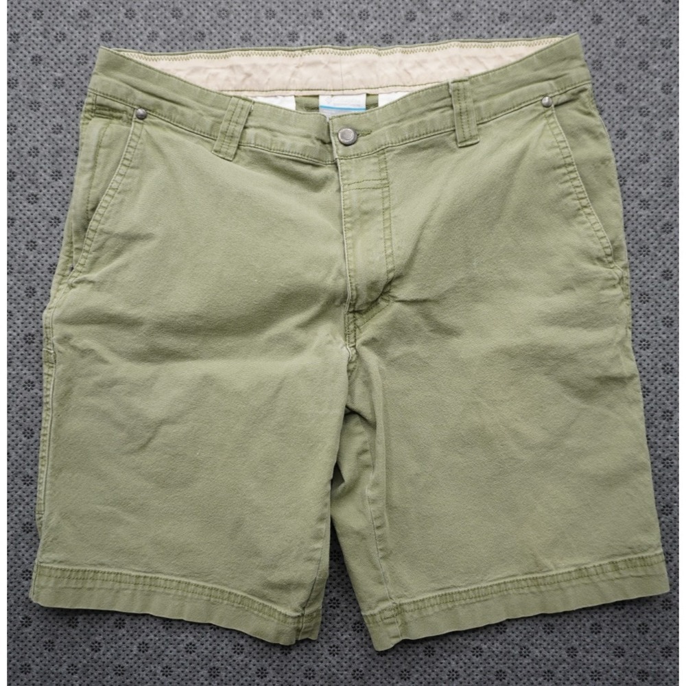 Columbia Regular Fit Cotton Utility Chino Shorts Mens 34 Olive Green AM0184